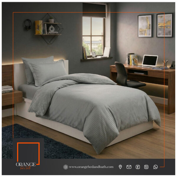 طقم لحاف فندقي سكني مقاس مفرد - مفرد ونصف 5 قطع | DAMASK STRIPE